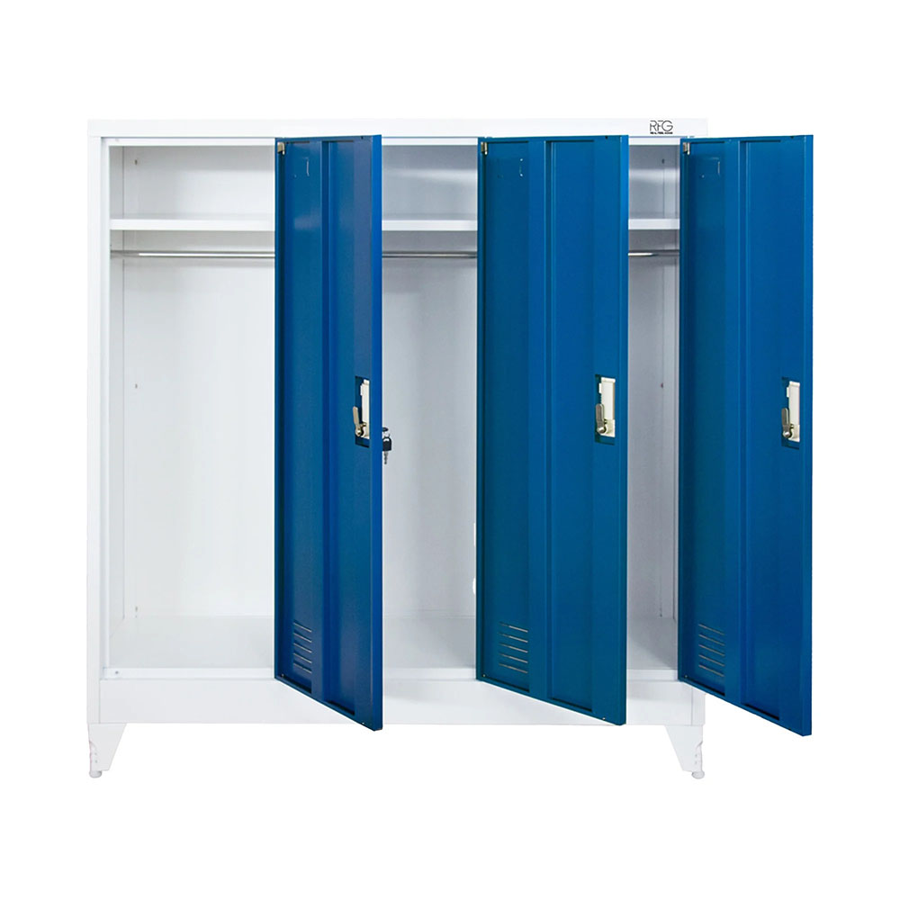 Троен метален гардероб RFG 120/40/120 см бял-син